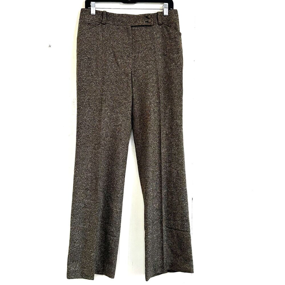 Ann Taylor Dress Trousers Pants Size 6 Wool Silk Brown Tweed Straight Mid Rise